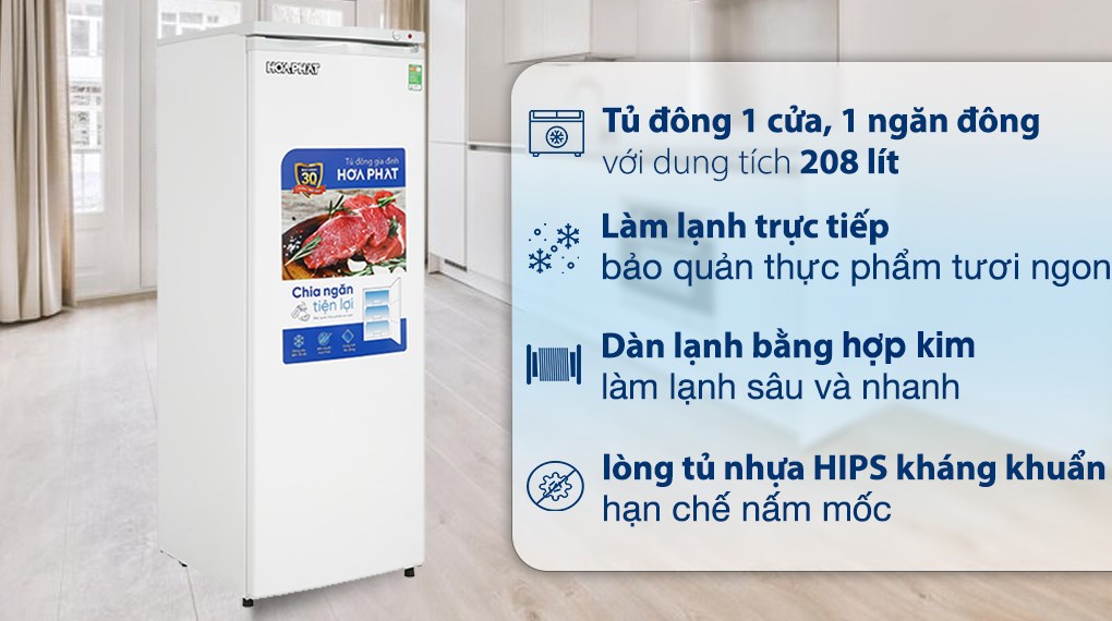 Tủ Đông Đứng Hòa Phát HPF UAH6208 – Giải Pháp Bảo Quản Thực Phẩm Tiện Lợi, Tiết Kiệm Không Gian